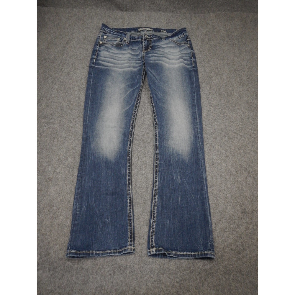 Bke Sabrina Jeans Women's Size 29R Blue Medium Wash Distressed Fade Denim